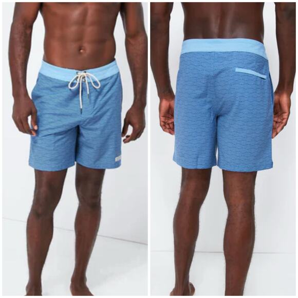 Fair Harbor Blue Waves Nautilus Boardshorts 30 - Picture 1 of 9